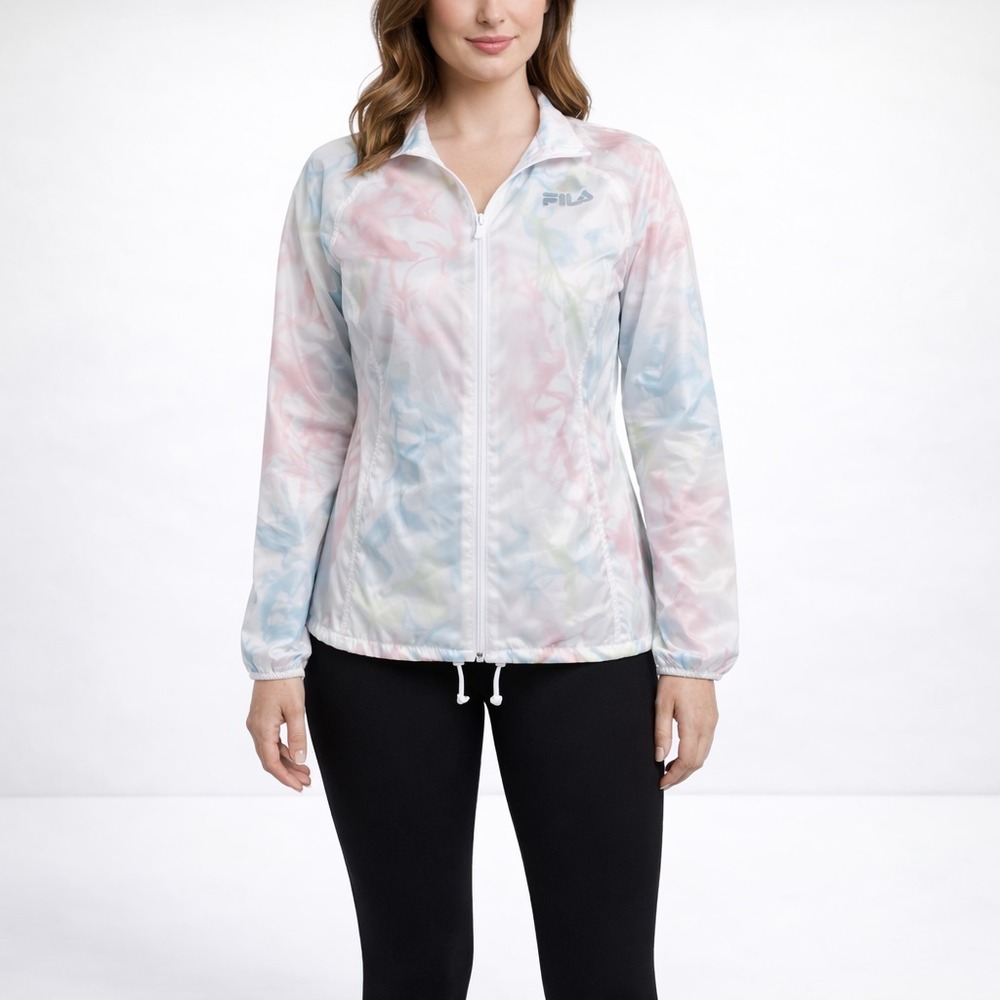 Fila Sport Windbreaker Jacket Zip Lightweight Tie Dye Pastel S Athleisure